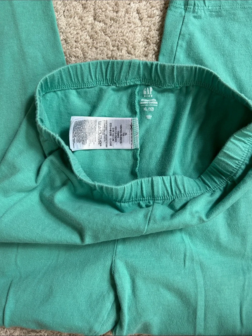 GAP Teal Kids Leggings Organic Cotton XL 12
